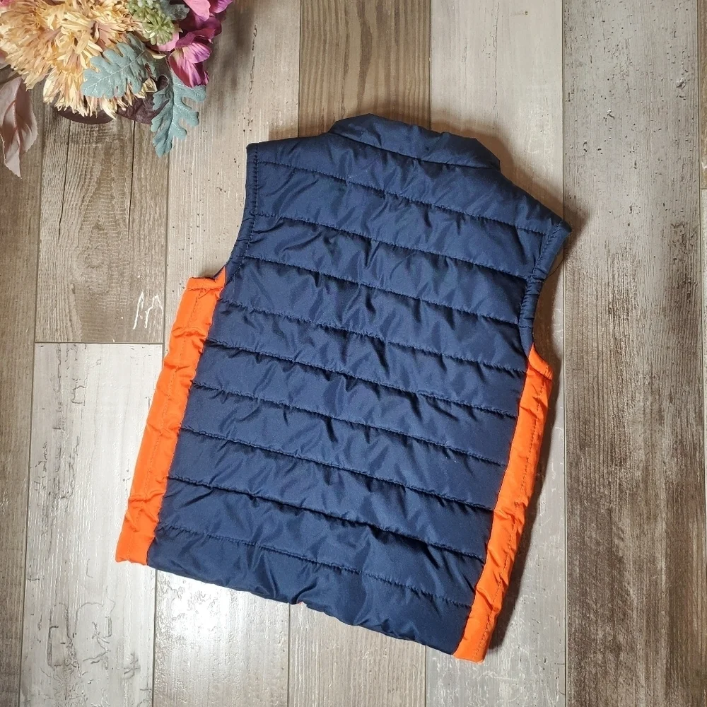 Gymboree Toddler Boys Winter Puffer Vest Size 2T-3T Blue Orange EUC